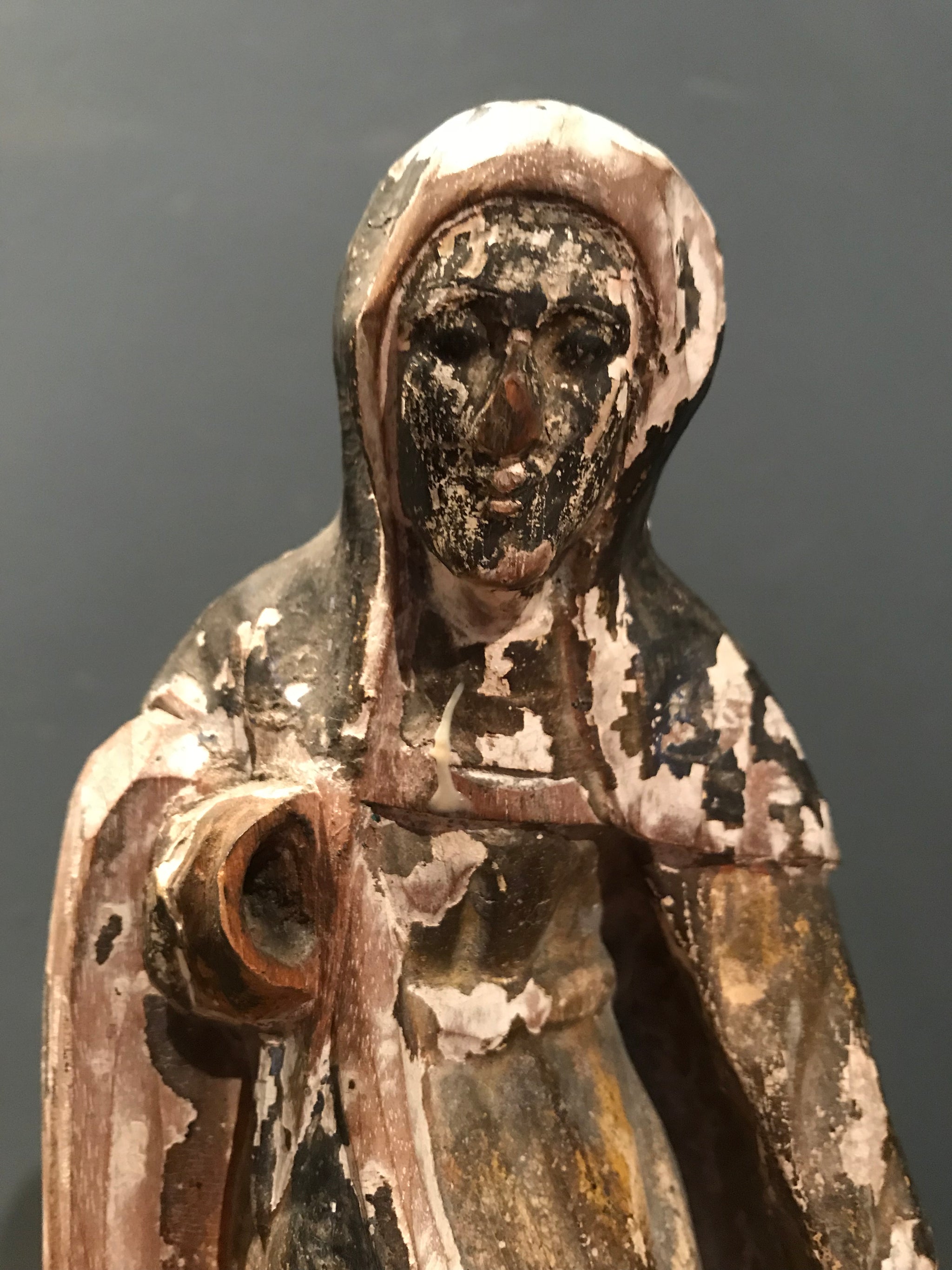 A large wooden polychrome Santos Holy Family group