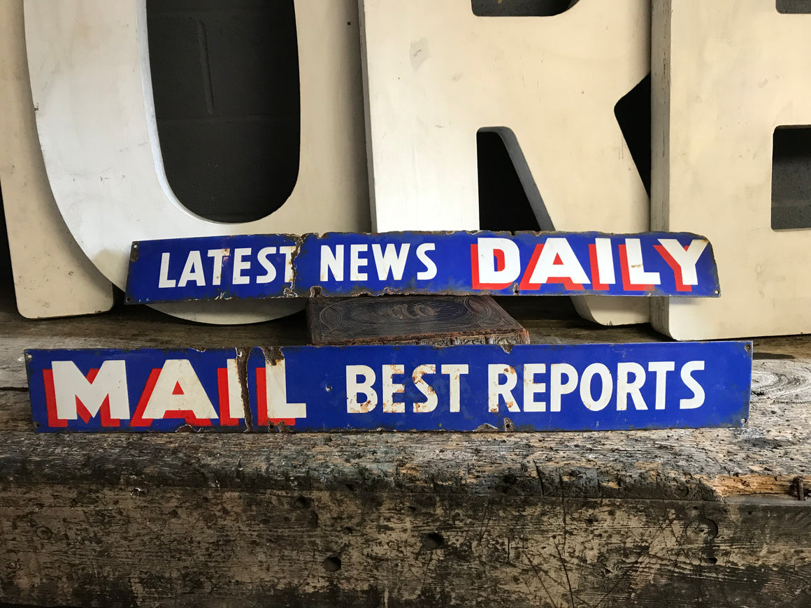 A rare pair of original Daily Mail Newspaper enamel advertising signs