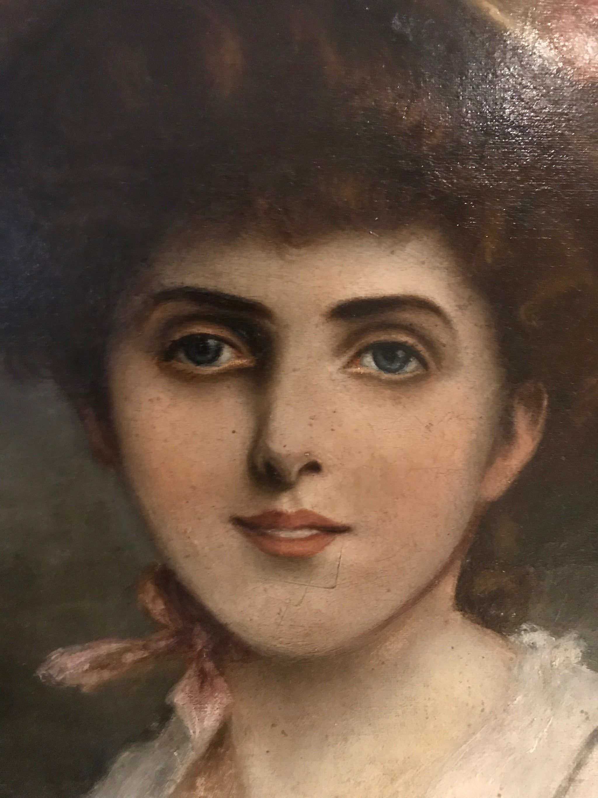 A large Oval Victorian oil painting by Charles Sillem Lidderdale