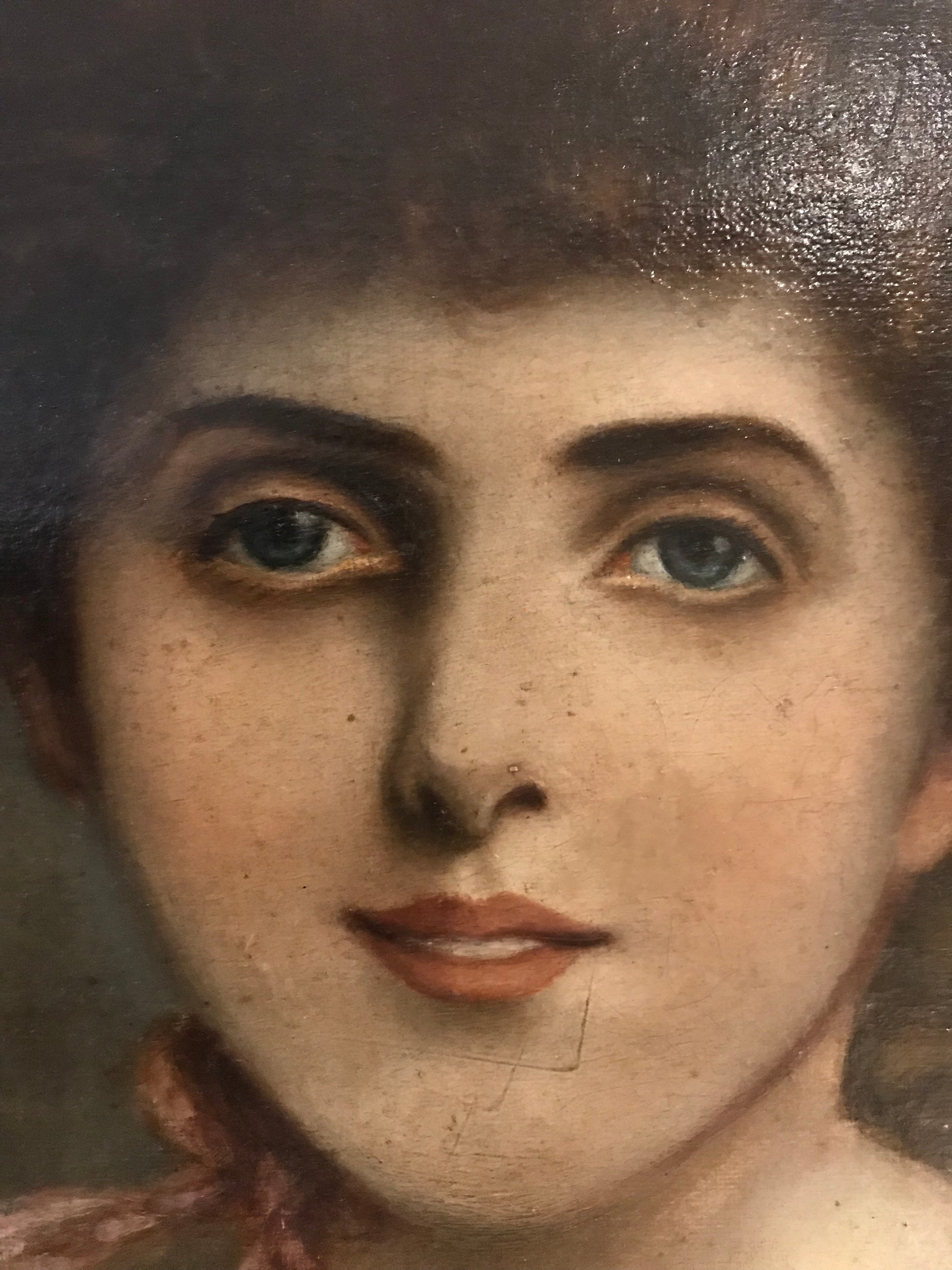 A large Oval Victorian oil painting by Charles Sillem Lidderdale