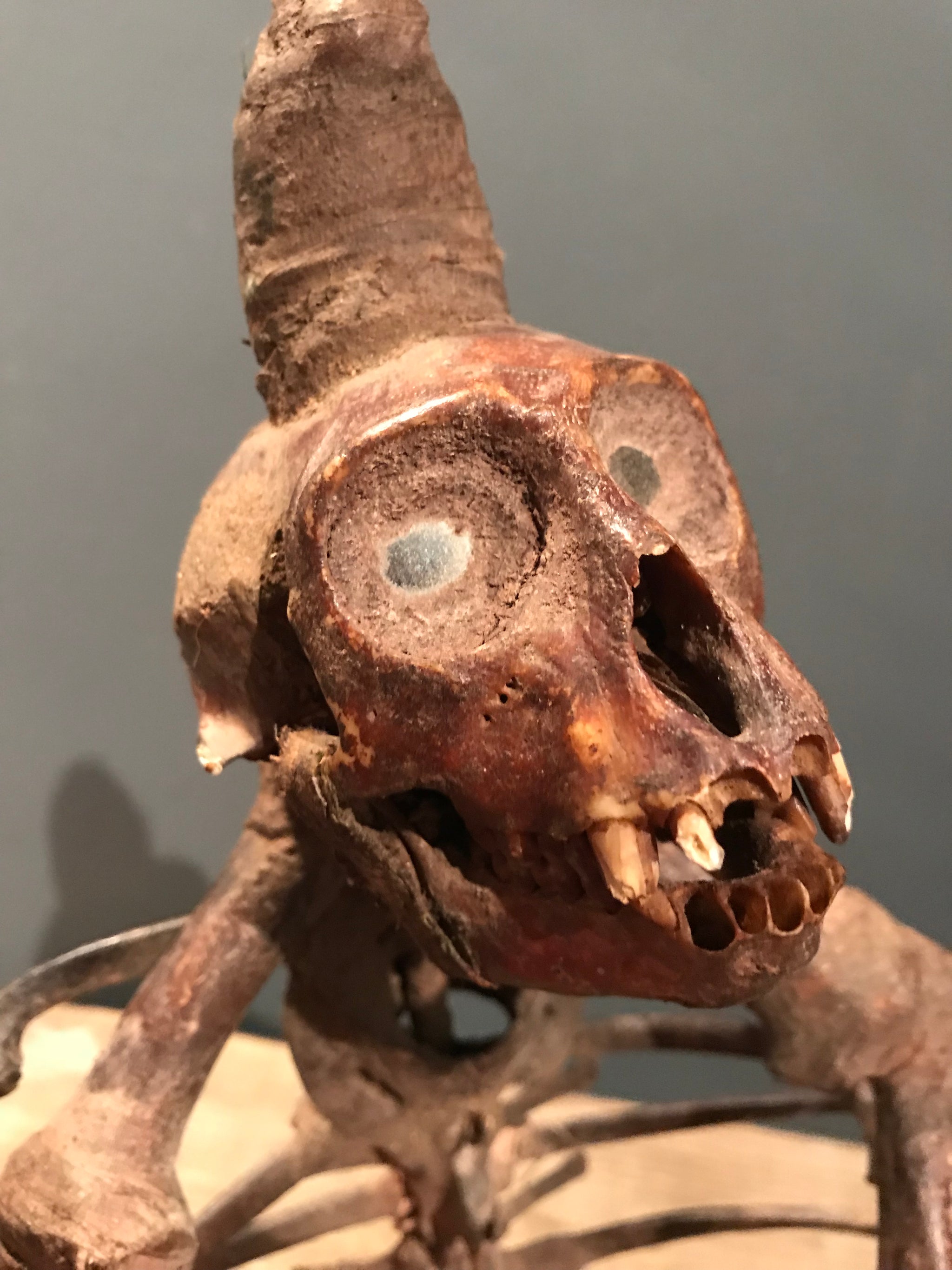 A 19th Century African witch doctor monkey staff fetish