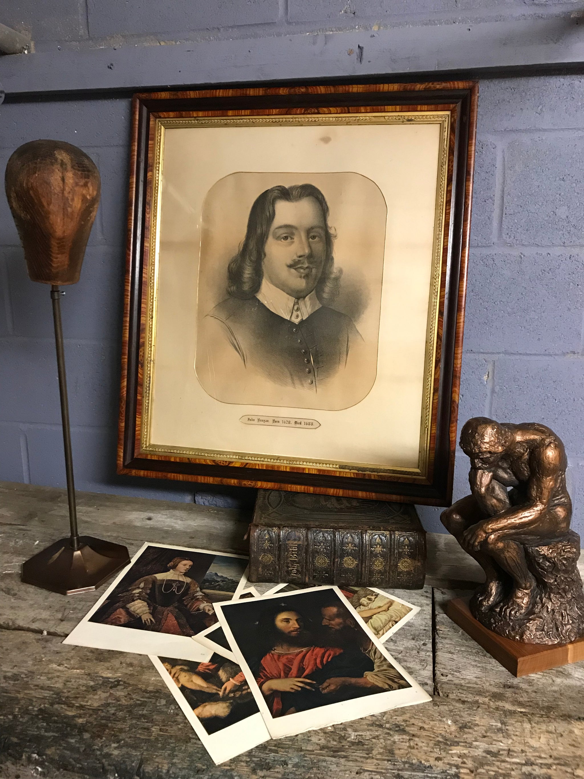 A large portrait engraving of John Bunyan after Robert White