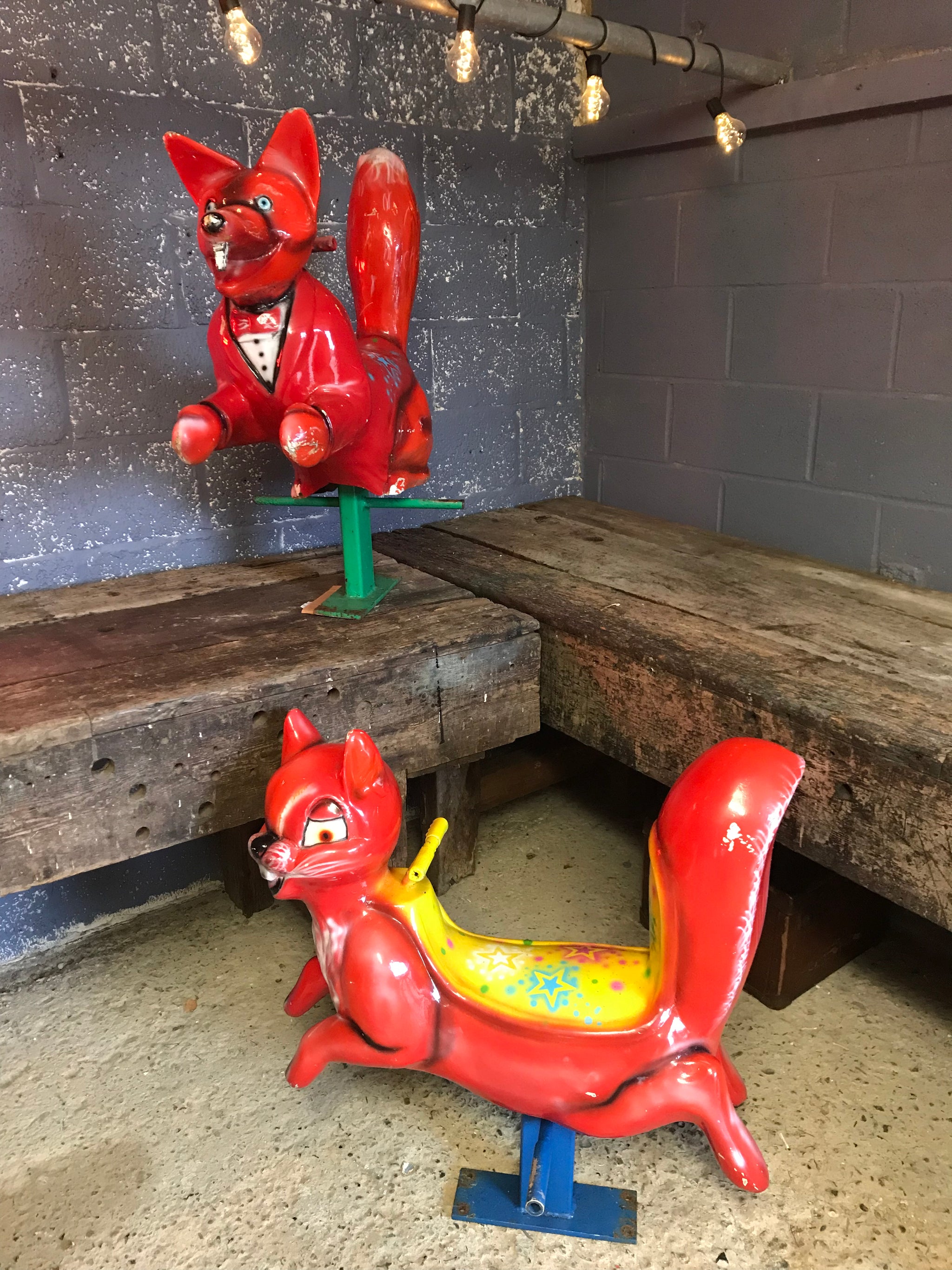 A large fairground ride on Basil Brush fox