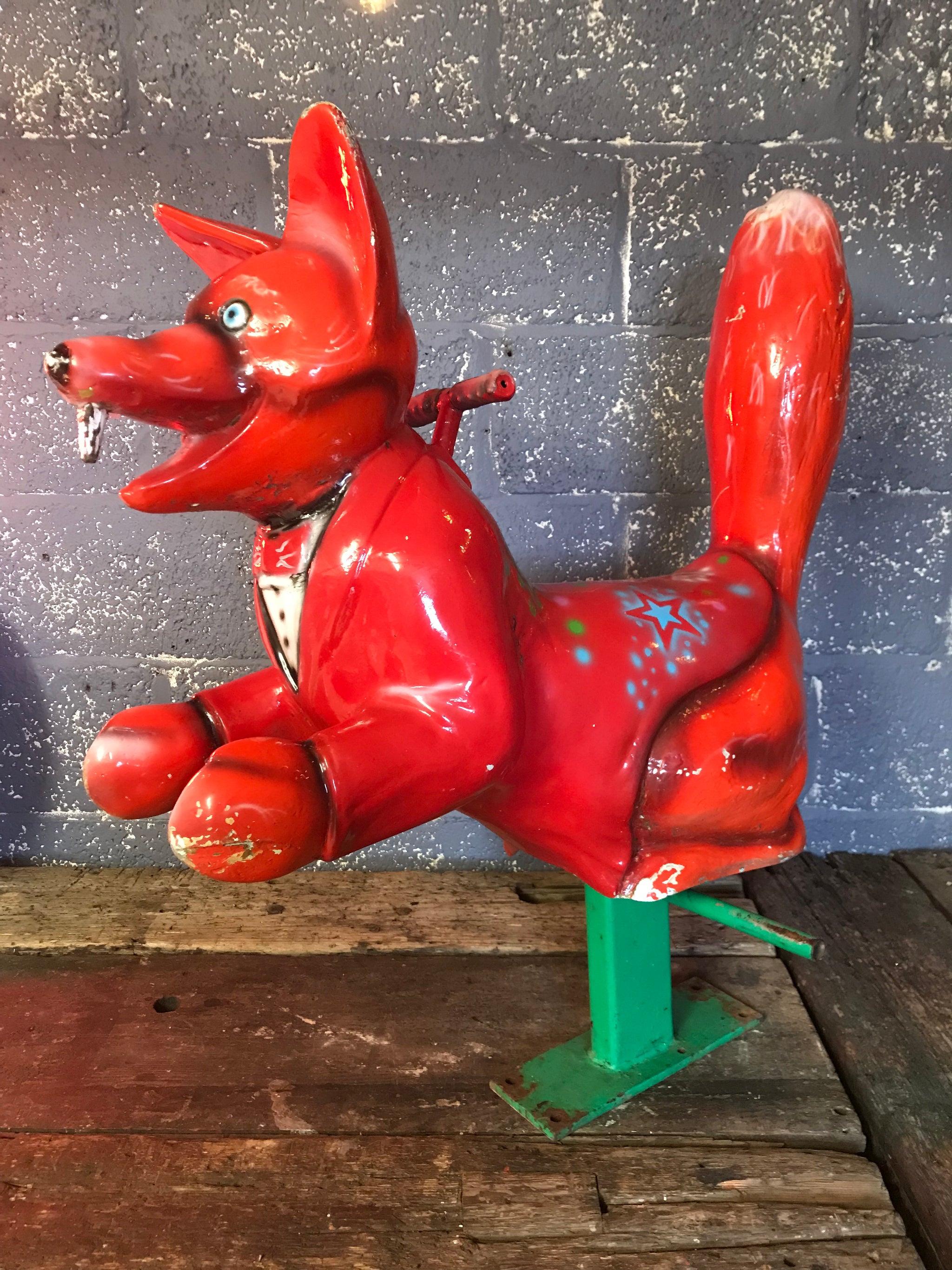 A large fairground ride on Basil Brush fox