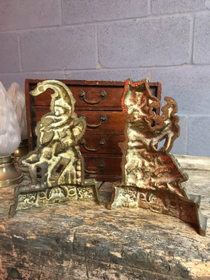 A Victorian pair of Punch and Judy brass doorstops