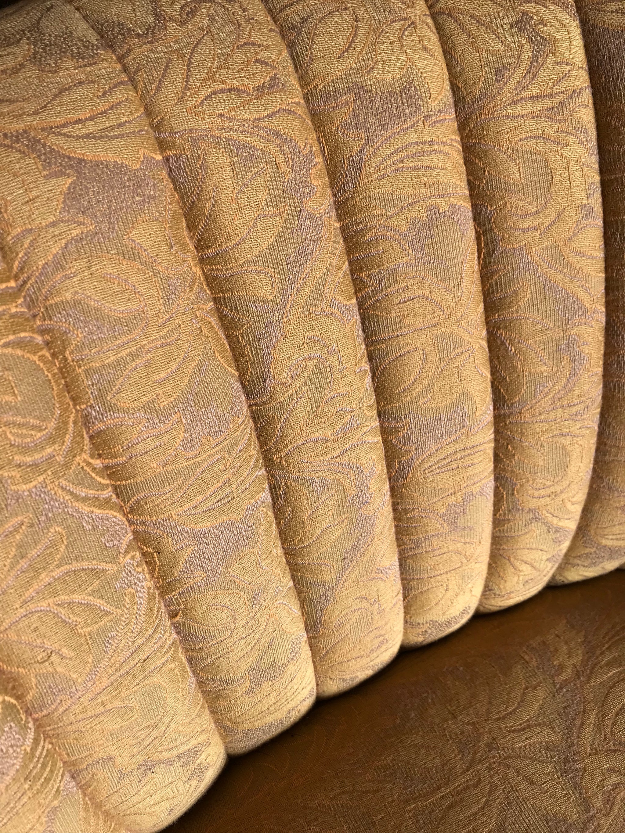 A pair of mid century modern mustard shell back cocktail chairs