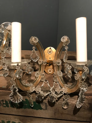 A set of 4 Marie Therese Bohemian crystal wall sconces