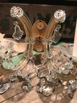 A set of 4 Marie Therese Bohemian crystal wall sconces