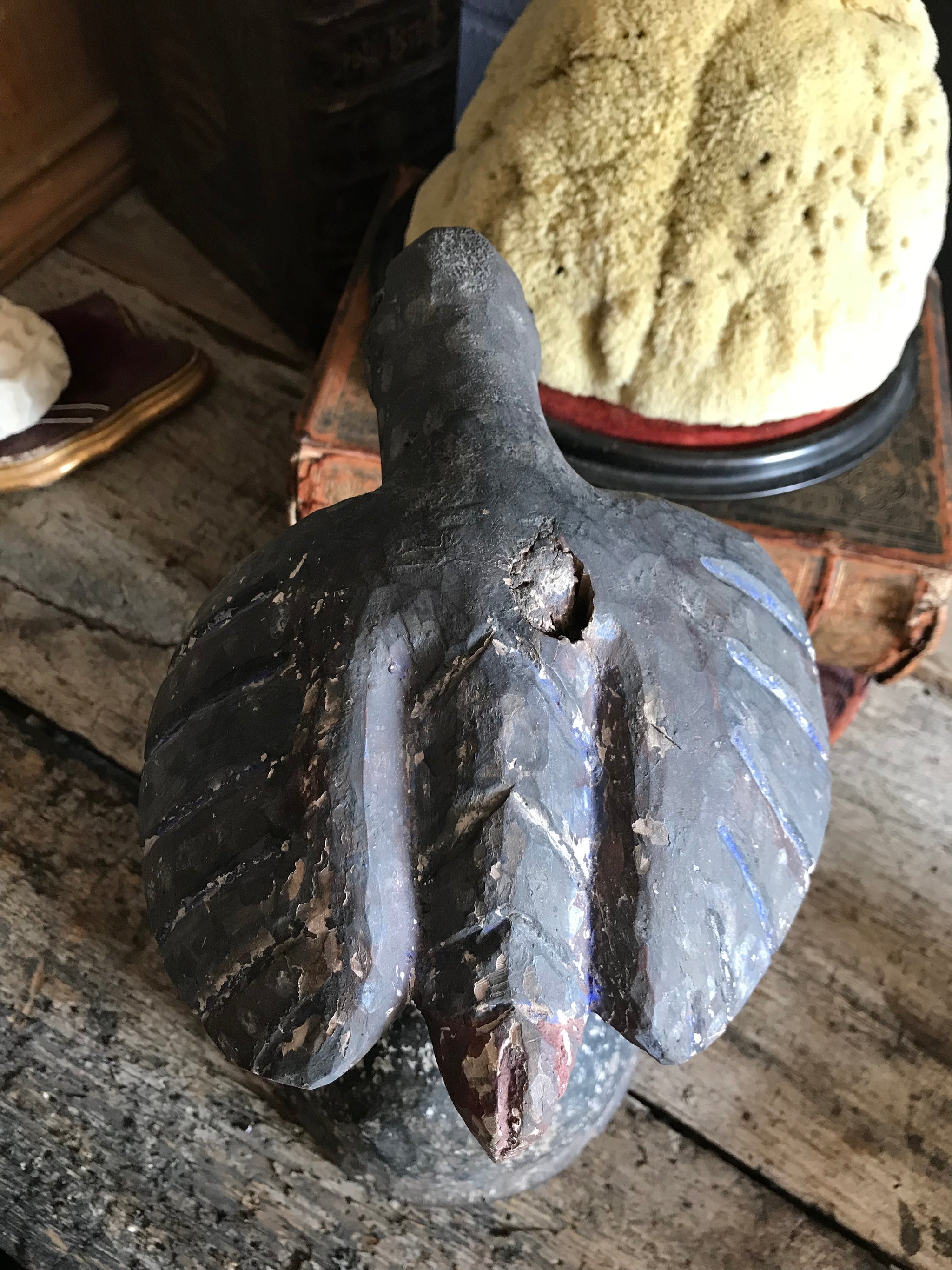 A large African tribal Yoruba Gelede bird helmet head mask