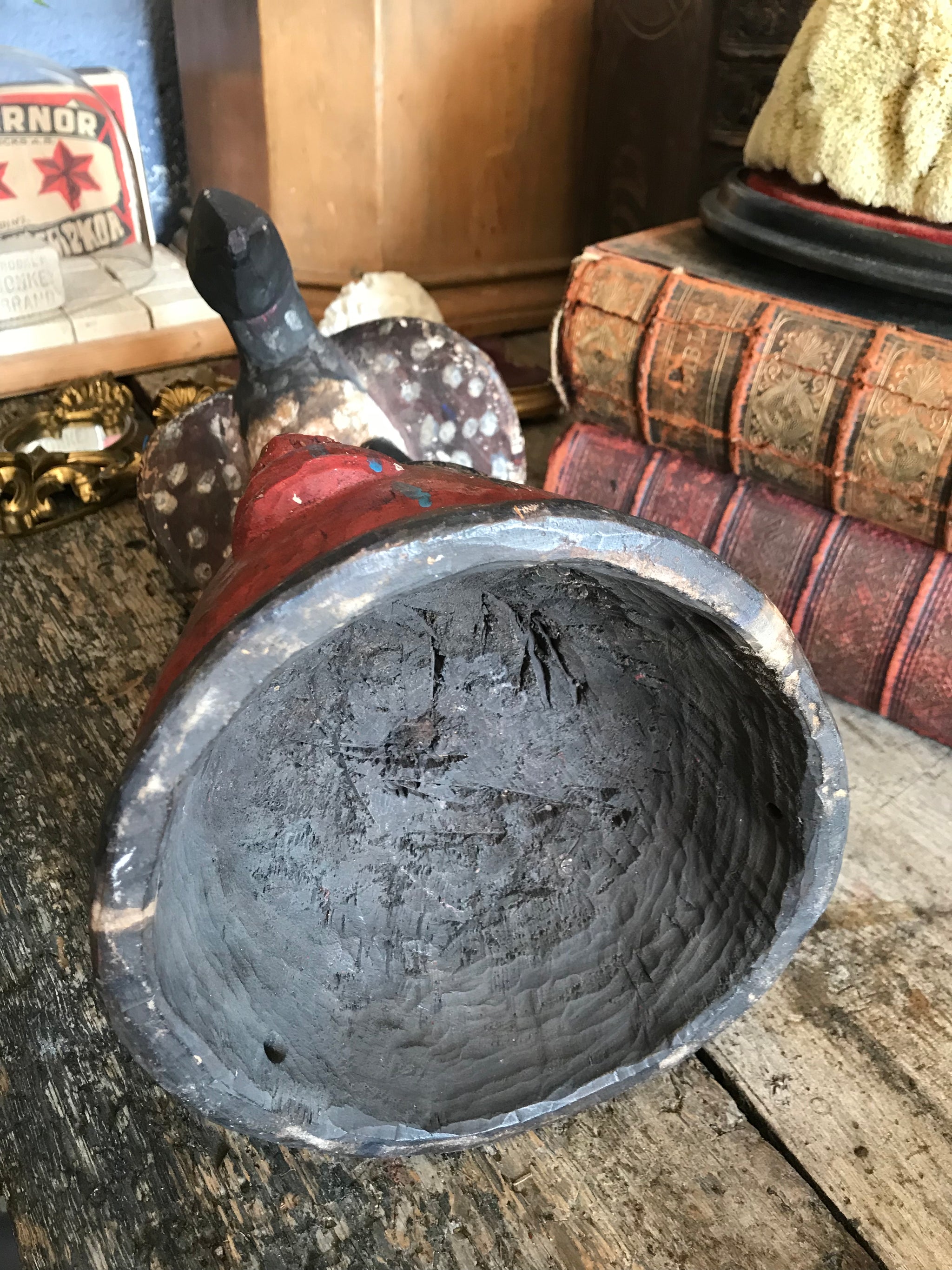 A large African tribal Yoruba Gelede bird helmet head mask