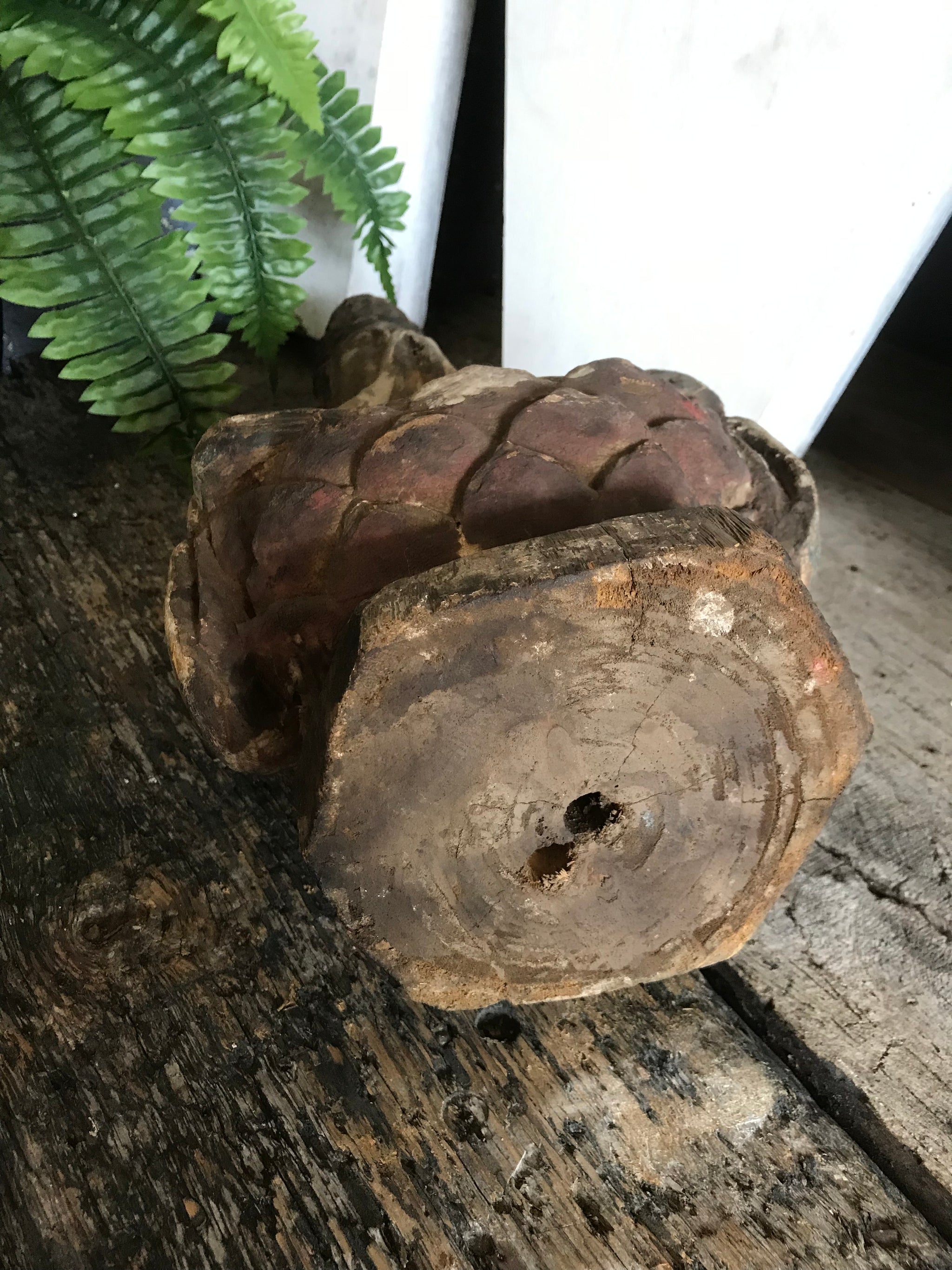 A carved wood Chinese Guanyin goddess figure