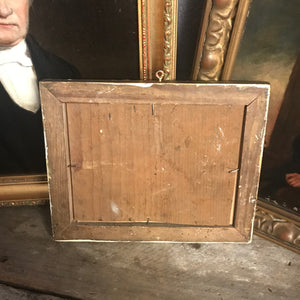 A naive Victorian style memento mori oil painting in a gilt frame