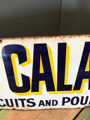 An Enamel Old Calabar Dog Poultry Food Advertising Sign