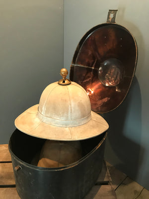 A Pair of Colonial Military Pith Helmets and Case