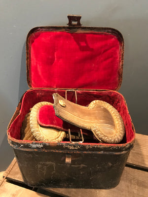 A Pair of Fine 19th Century Navy Gold Bullion Epaulettes and Black Case