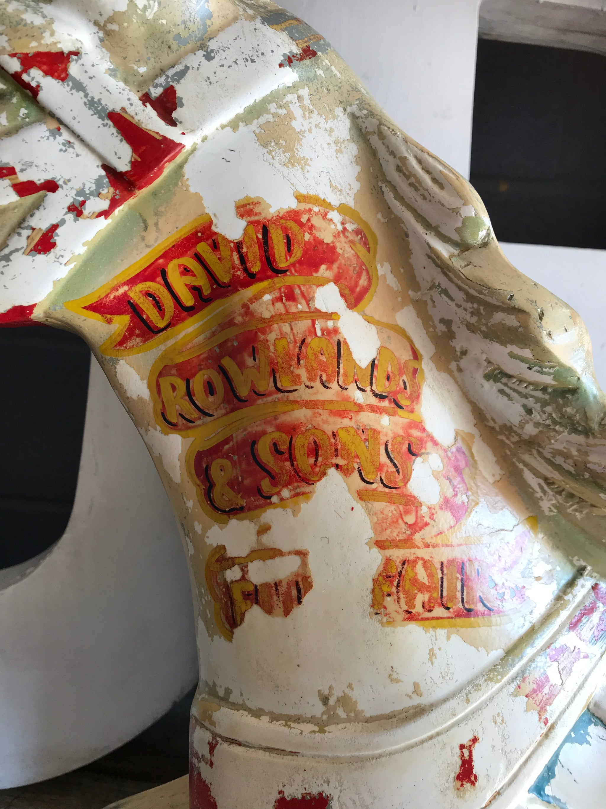 A vintage Rowlands Fun Fair carousel rocking horse