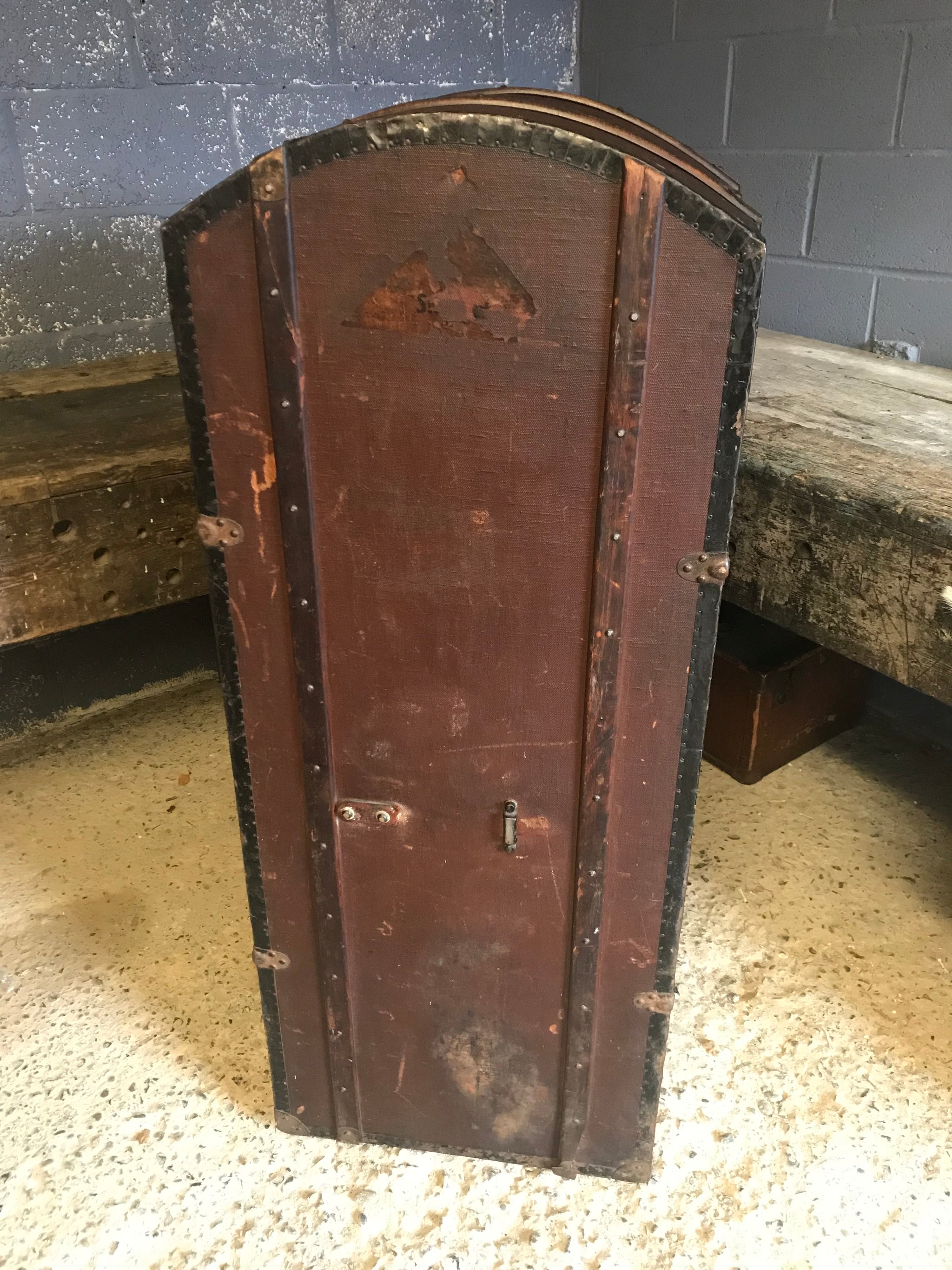 A 19th Century portmanteau domed steamer trunk