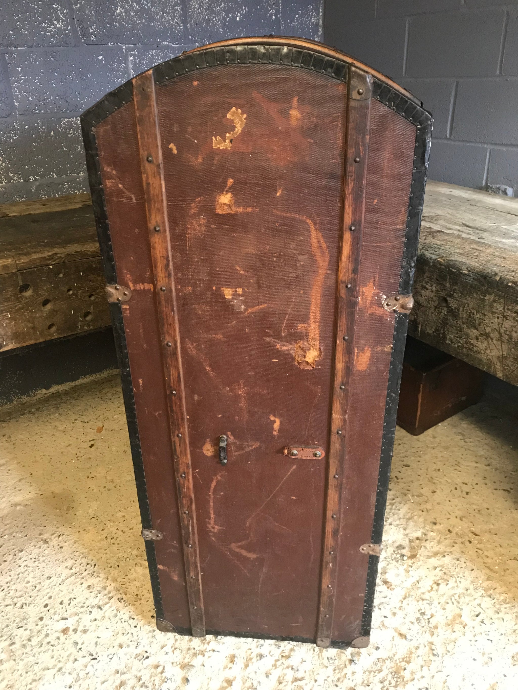 A 19th Century portmanteau domed steamer trunk