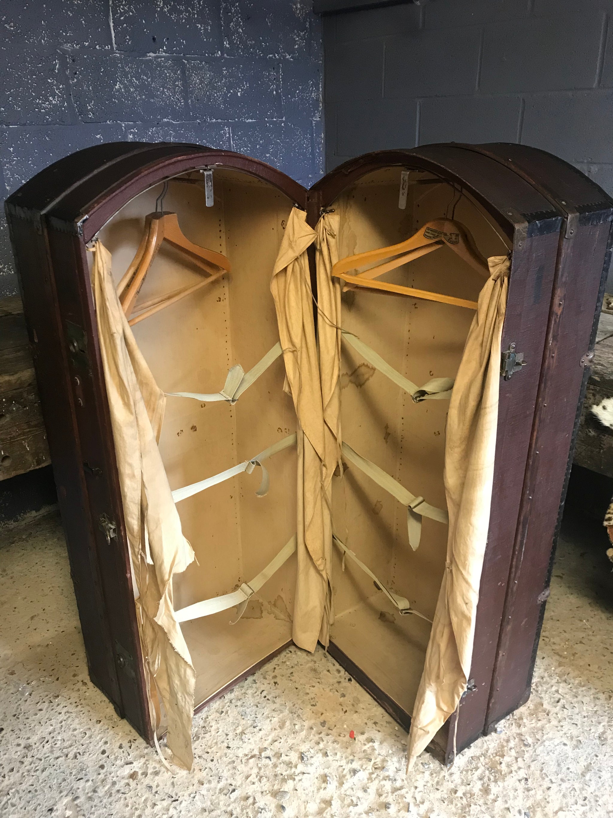 A 19th Century portmanteau domed steamer trunk
