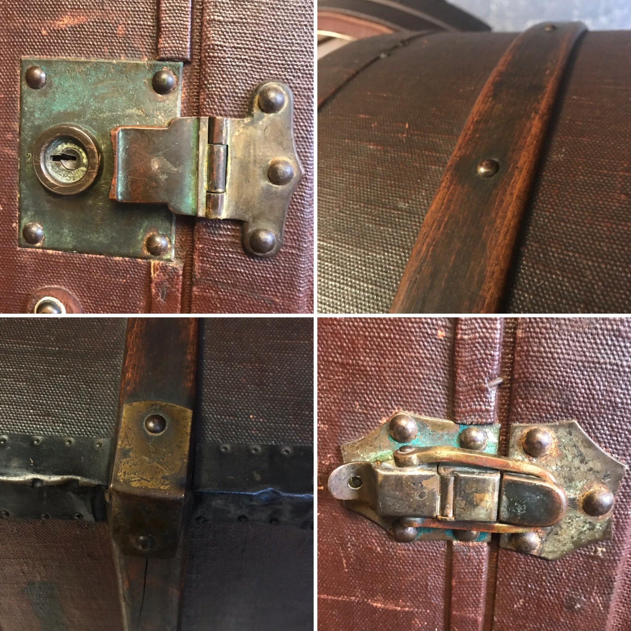 A 19th Century portmanteau domed steamer trunk