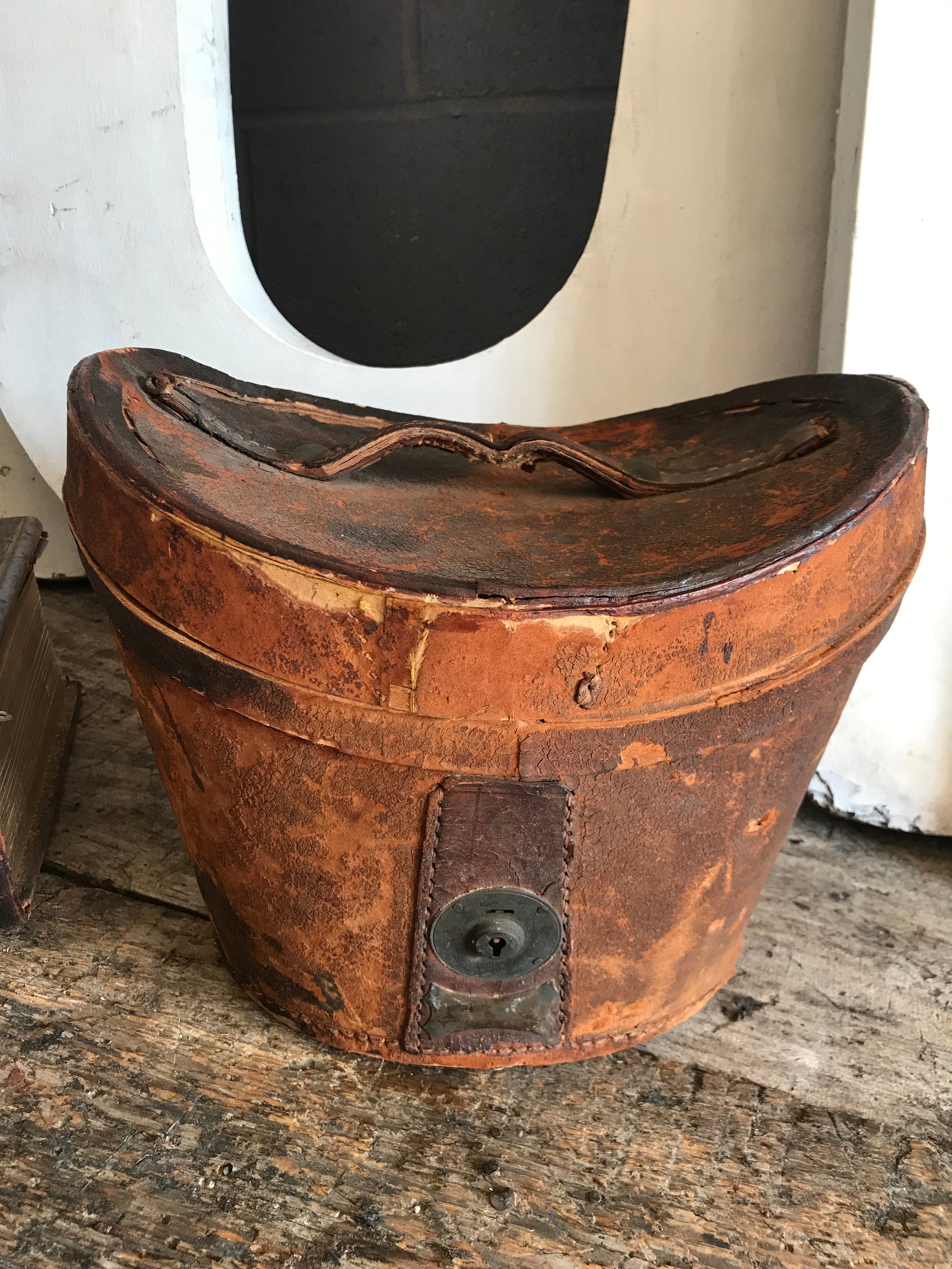 A Victorian Silk Black Top Hat And Leather Case