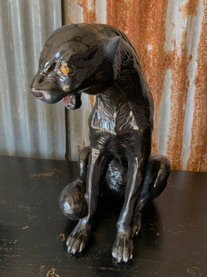 A large ceramic mid century black panther
