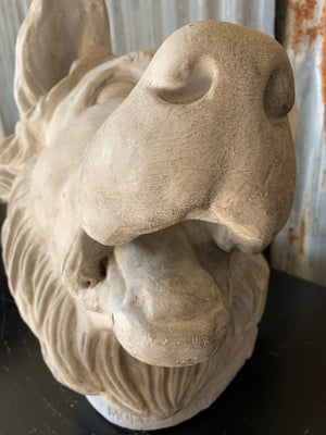 A large white plaster Jennings Dog head- Molossian