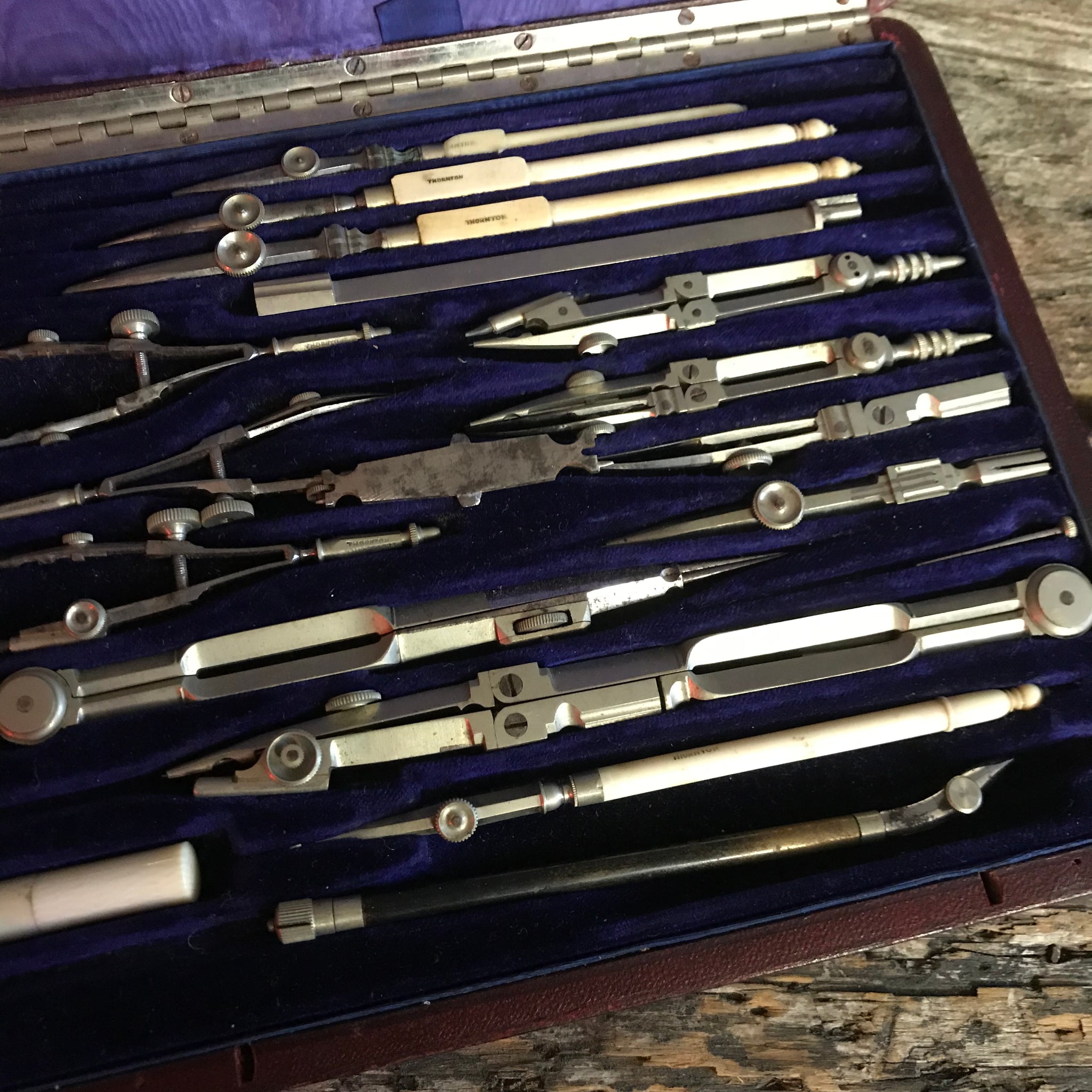 A late 19th Century A G Thornton technical drawing instrument set- cased