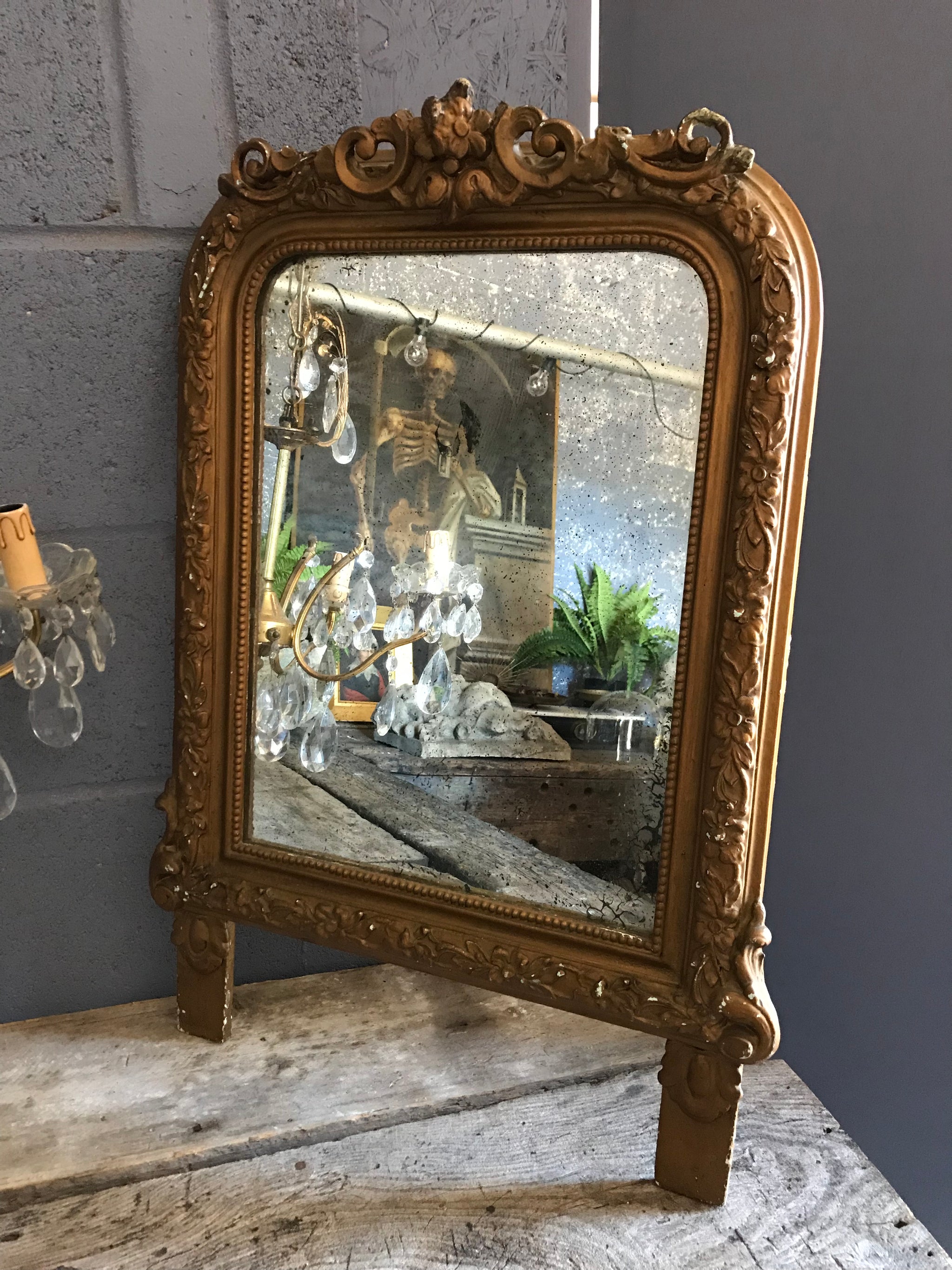 A foxed mercury plate Louis Philippe marriage mirror