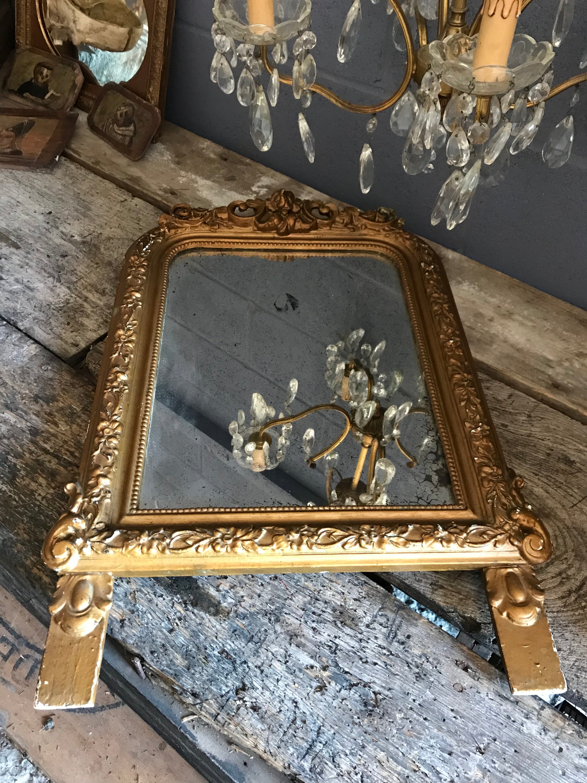A foxed mercury plate Louis Philippe marriage mirror