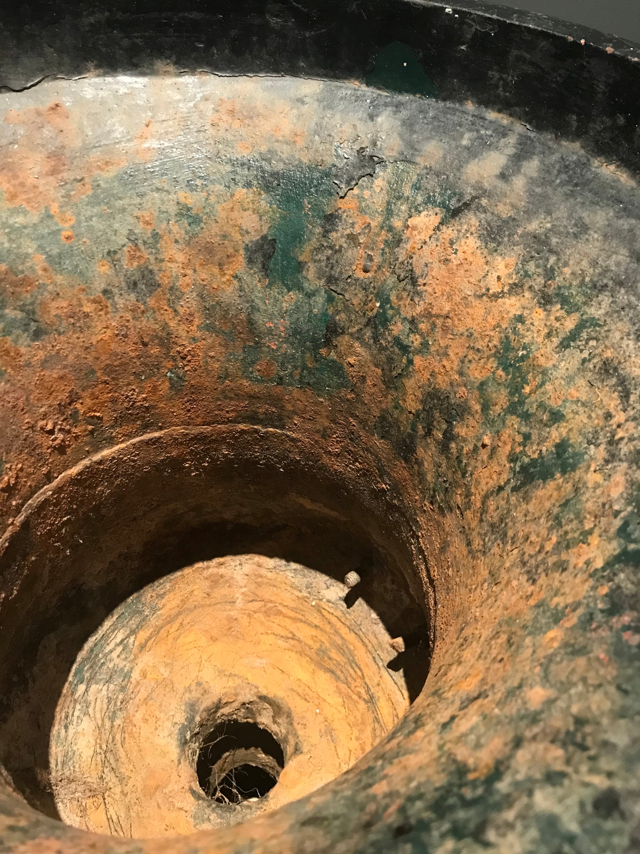 A 19th century black cast iron garden urn