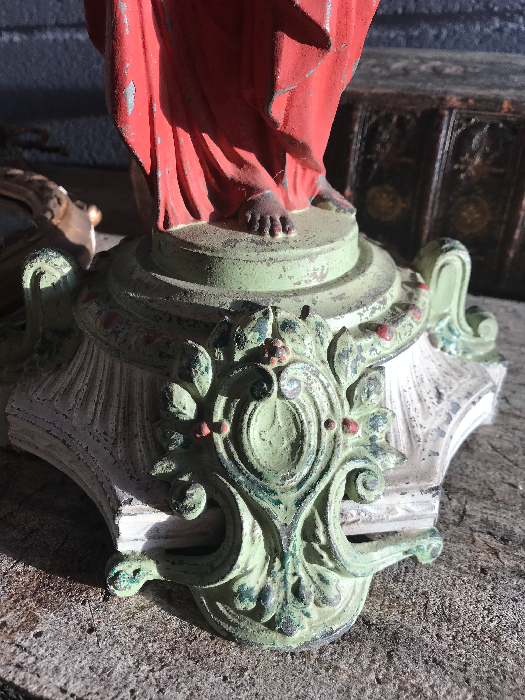 A cold painted spelter figural lady lamp