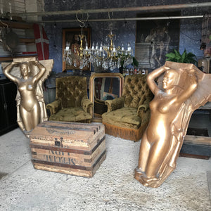 A pair of Egyptian Art Deco nude female forms