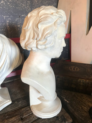 A large 19th Century bust of Beethoven in white plaster
