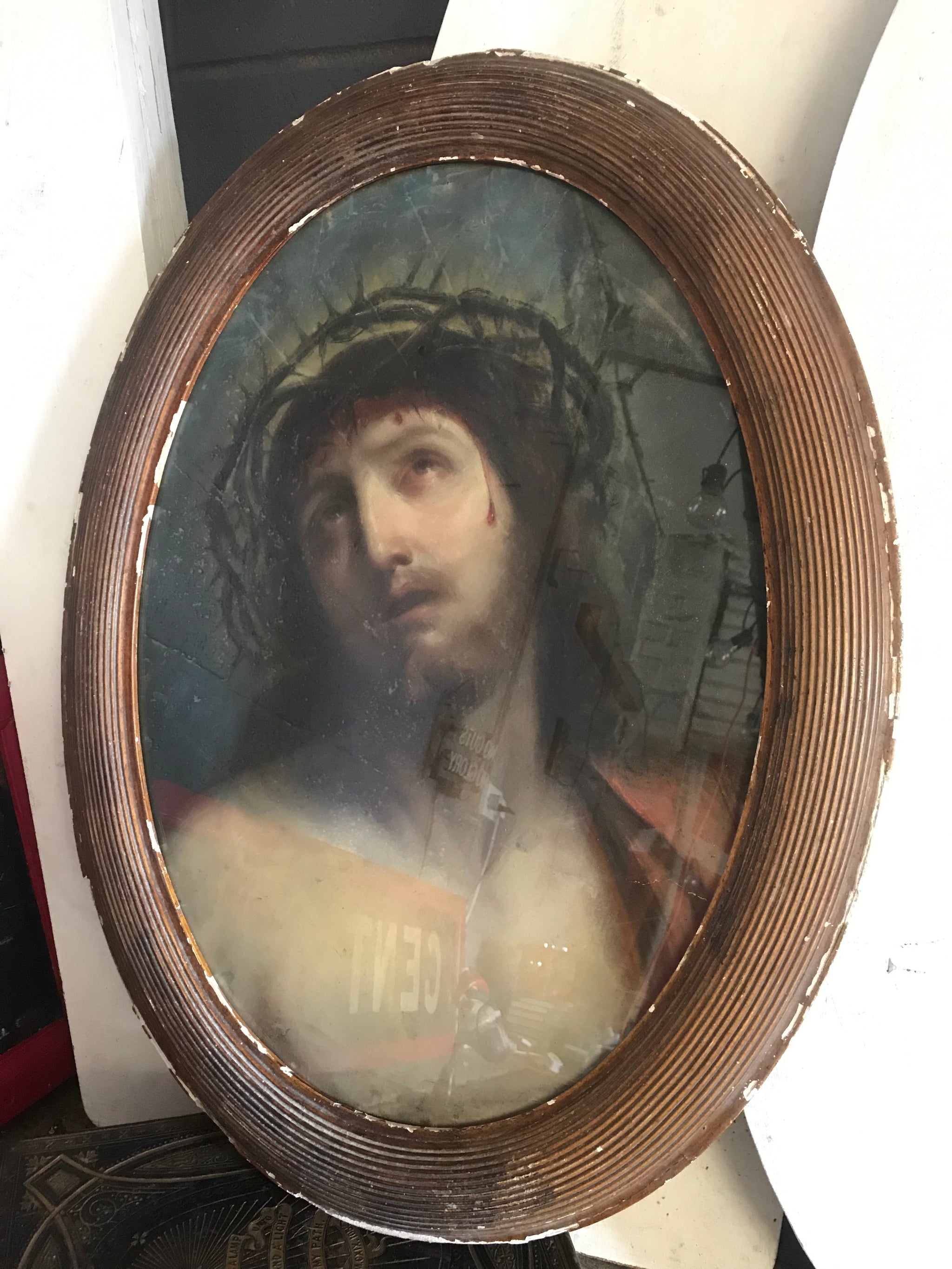 A religious chalk drawing of Jesus Christ after Guido Reni Ecce Homo