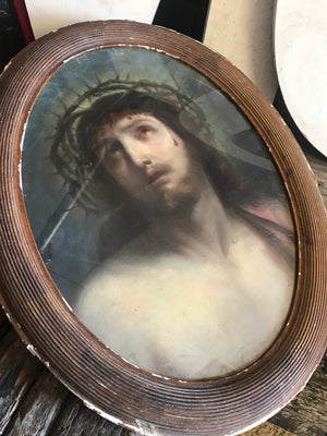 A religious chalk drawing of Jesus Christ after Guido Reni Ecce Homo