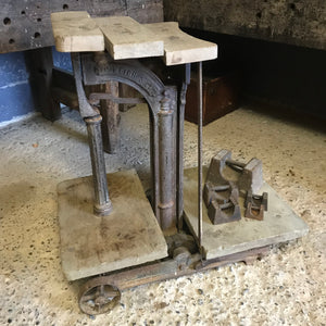 A set of W & T Avery cast iron and wood potato weighing scales