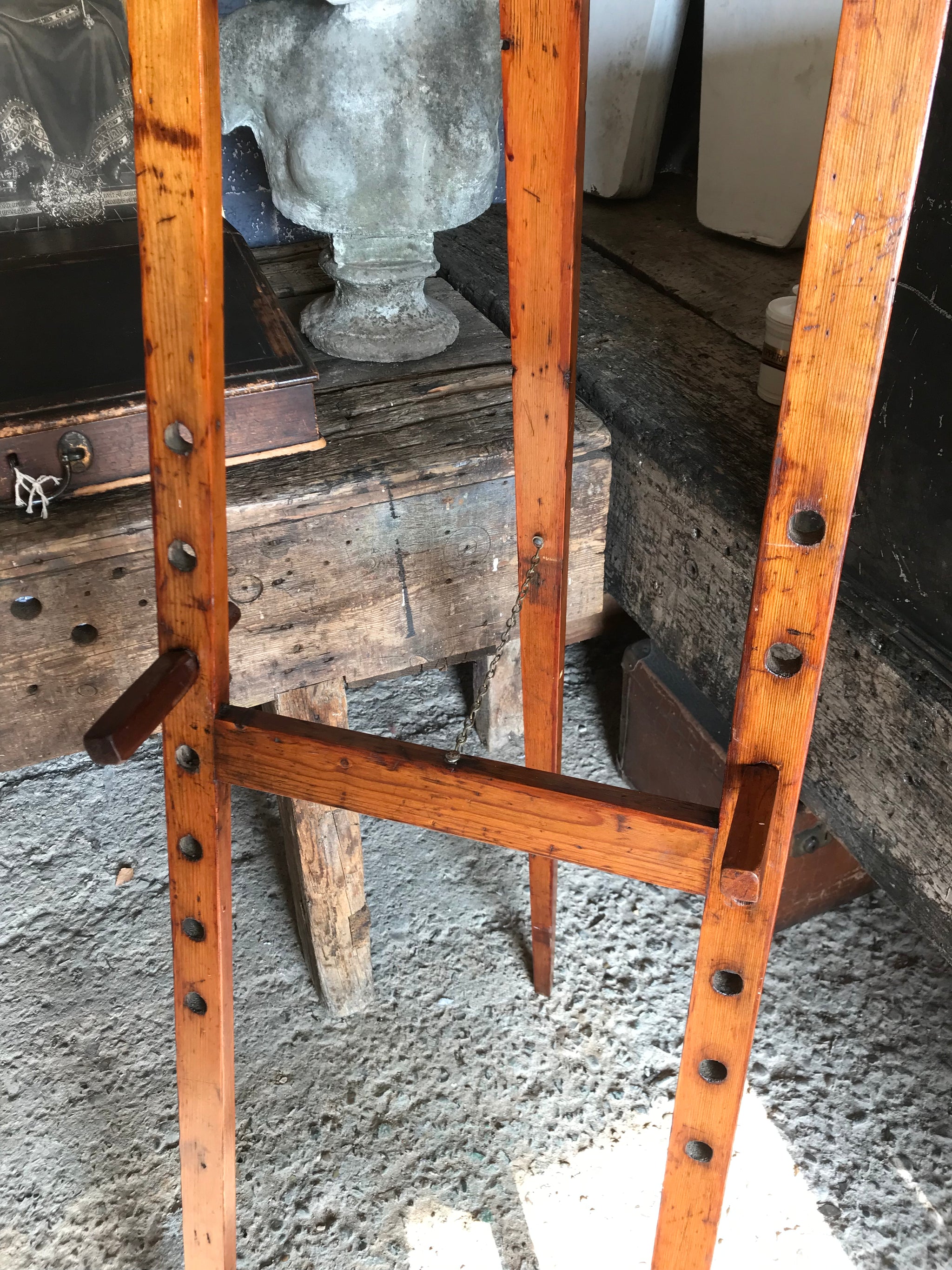 A flat full size floor standing studio easel