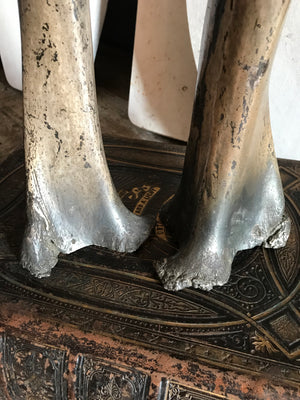 A rare pair of silvered cow bone vases