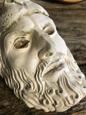 An old plaster head of Hercules wearing the Nemean lion skin