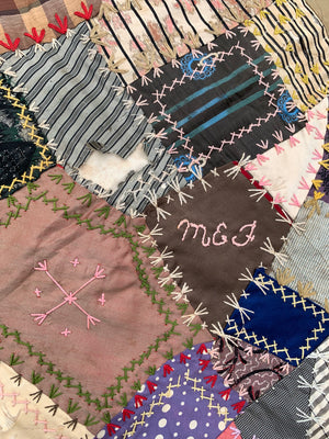 An American hand sewn patchwork textile quilt sampler