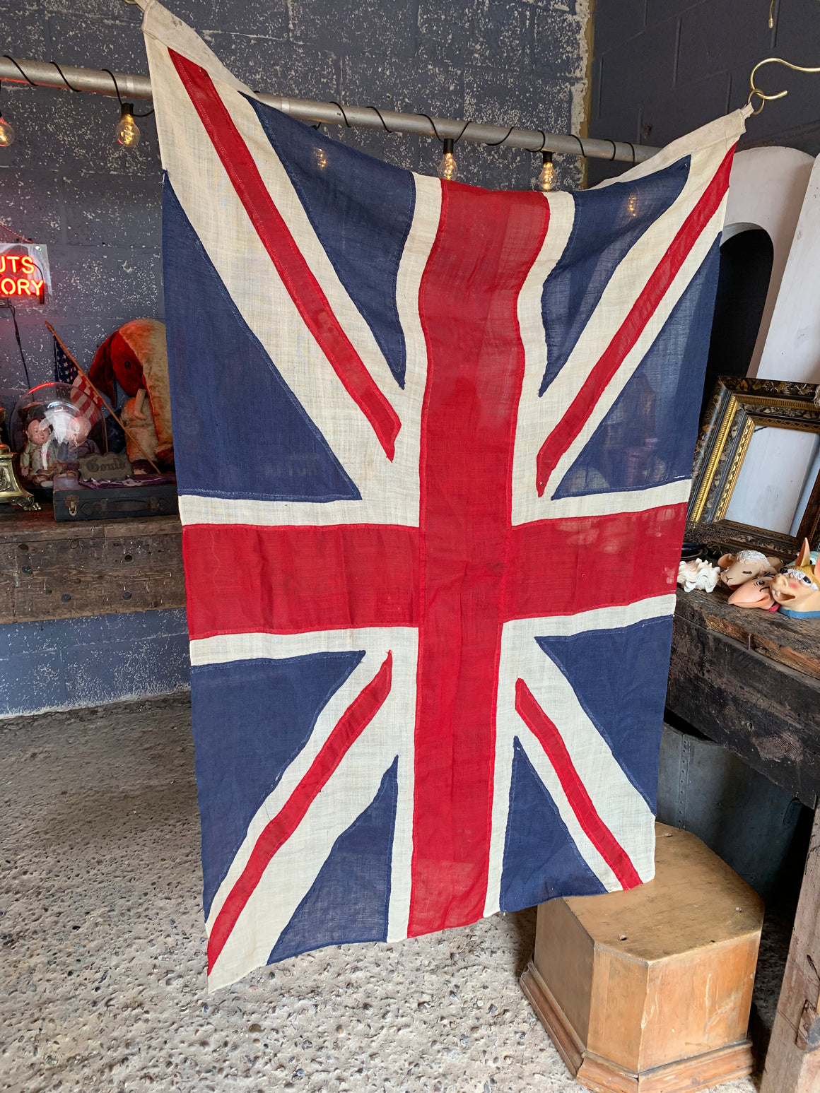 A hand sewn WWI fabric Union Jack flag