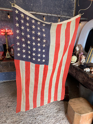A hand stitched fabric 48 Star Stars and Stripes flag