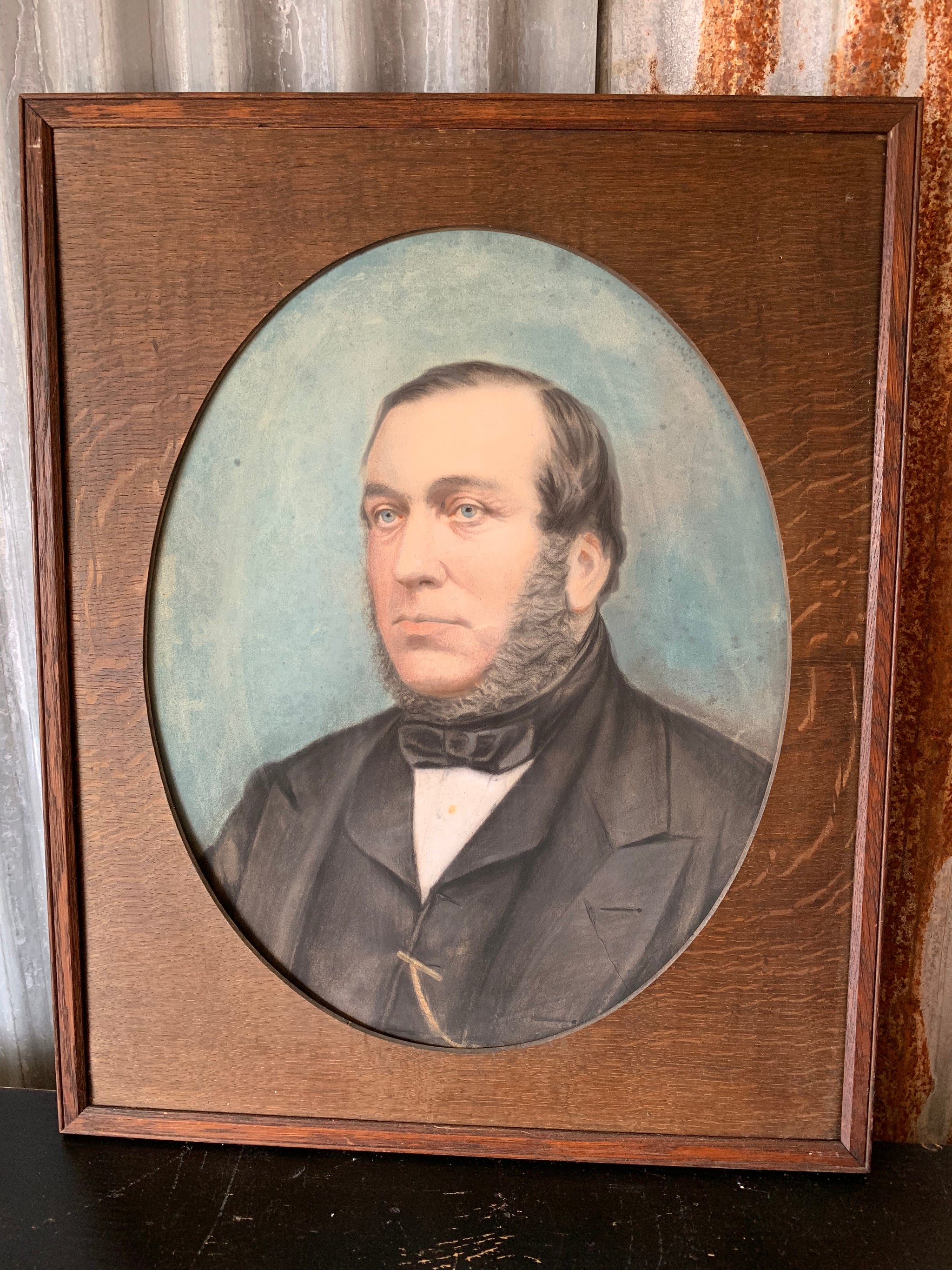 A late 19th Century chalk portrait of a bearded gentleman