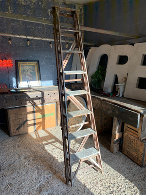 A vintage set of seven-step Twyford ladders