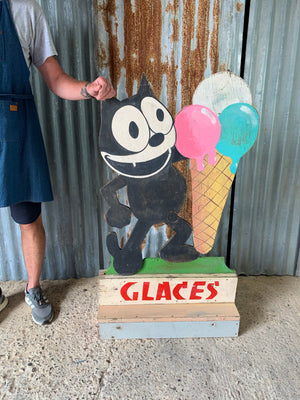 A 1950s French 'Glaces' ice cream trade advertising sign featuring Felix