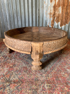 A carved wooden Chakki table ~B