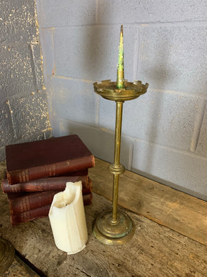 A large pair of tall Gothic church pricket candlesticks