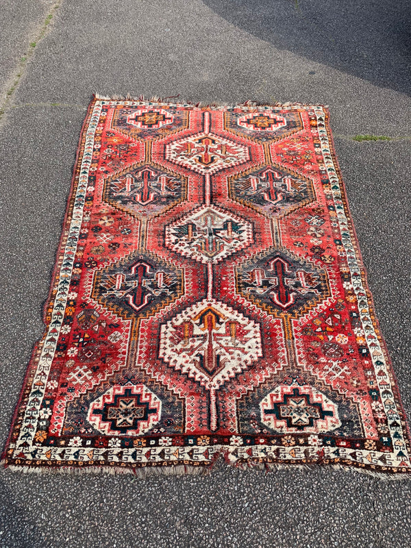 A large red ground Persian rectangular rug- 237cm x 158cm - Belle and ...