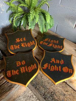 A set of four hand-painted Victorian religious motto signs